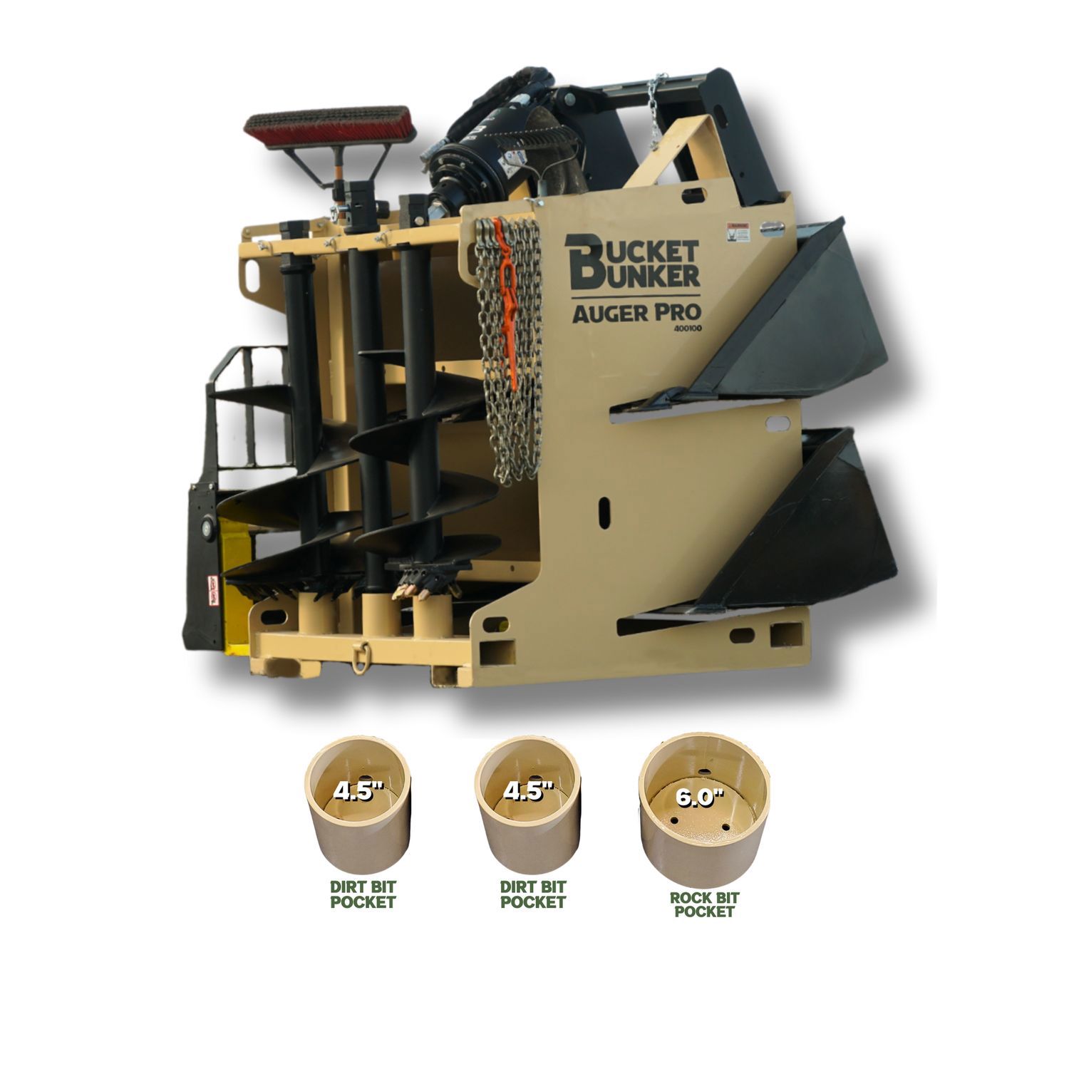 Auger Pro - 2 Dirt Bit & 1 Rock Bit Pockets
