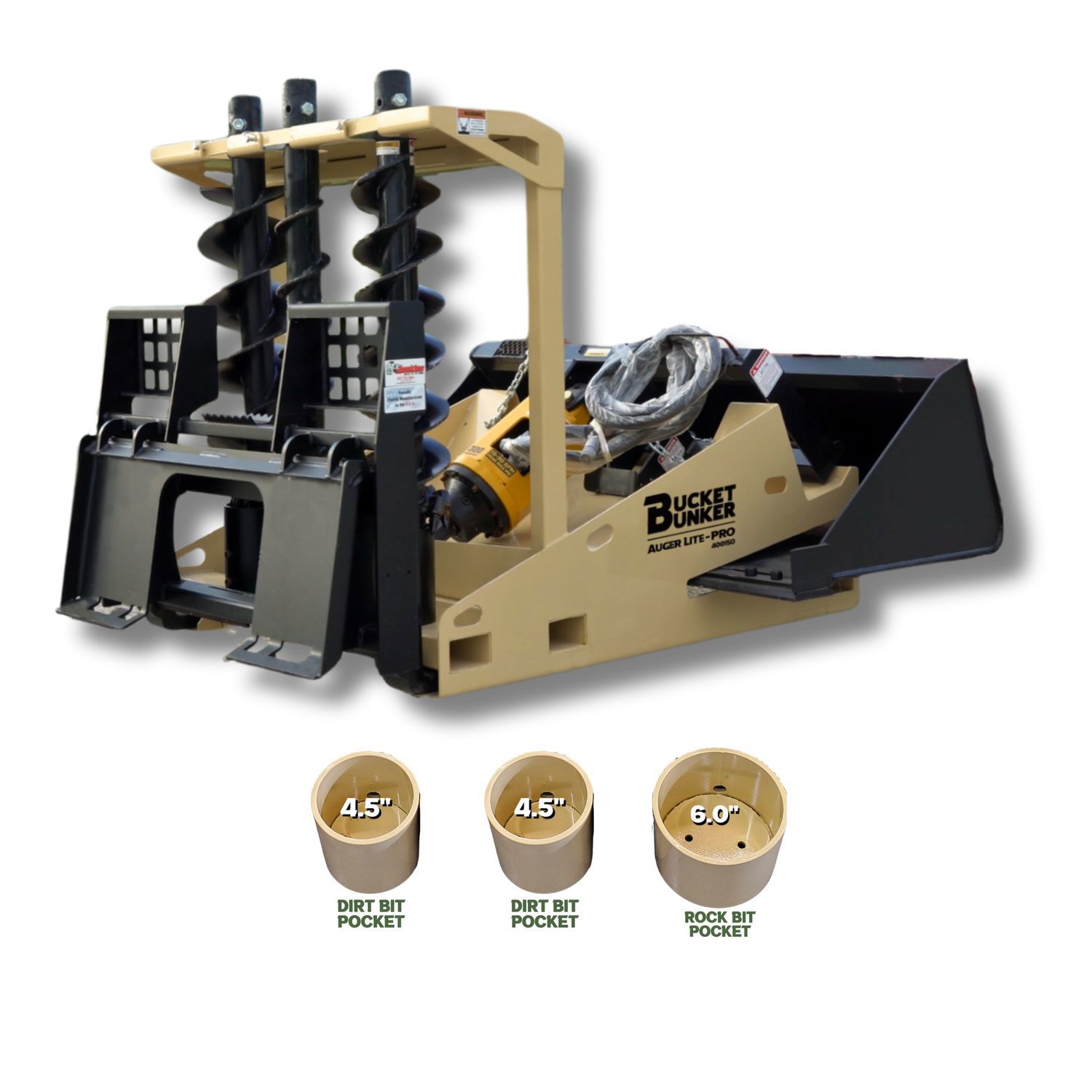 Auger Lite Pro With 2 Dirt Bits & 1 Rock Bit Pockets