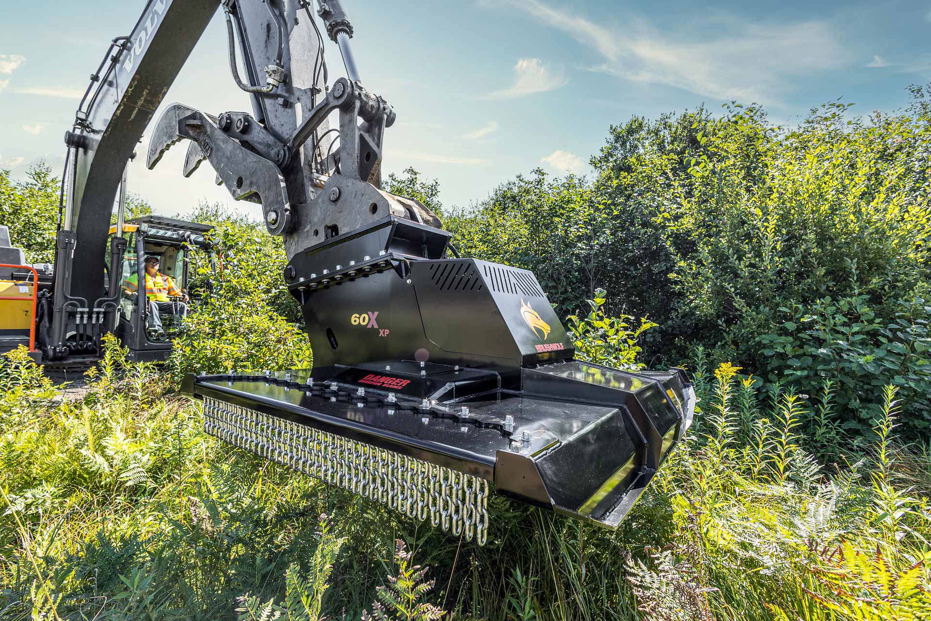 60" Excavator Brush Cutter W/Drop Blades - 33-45 GPM